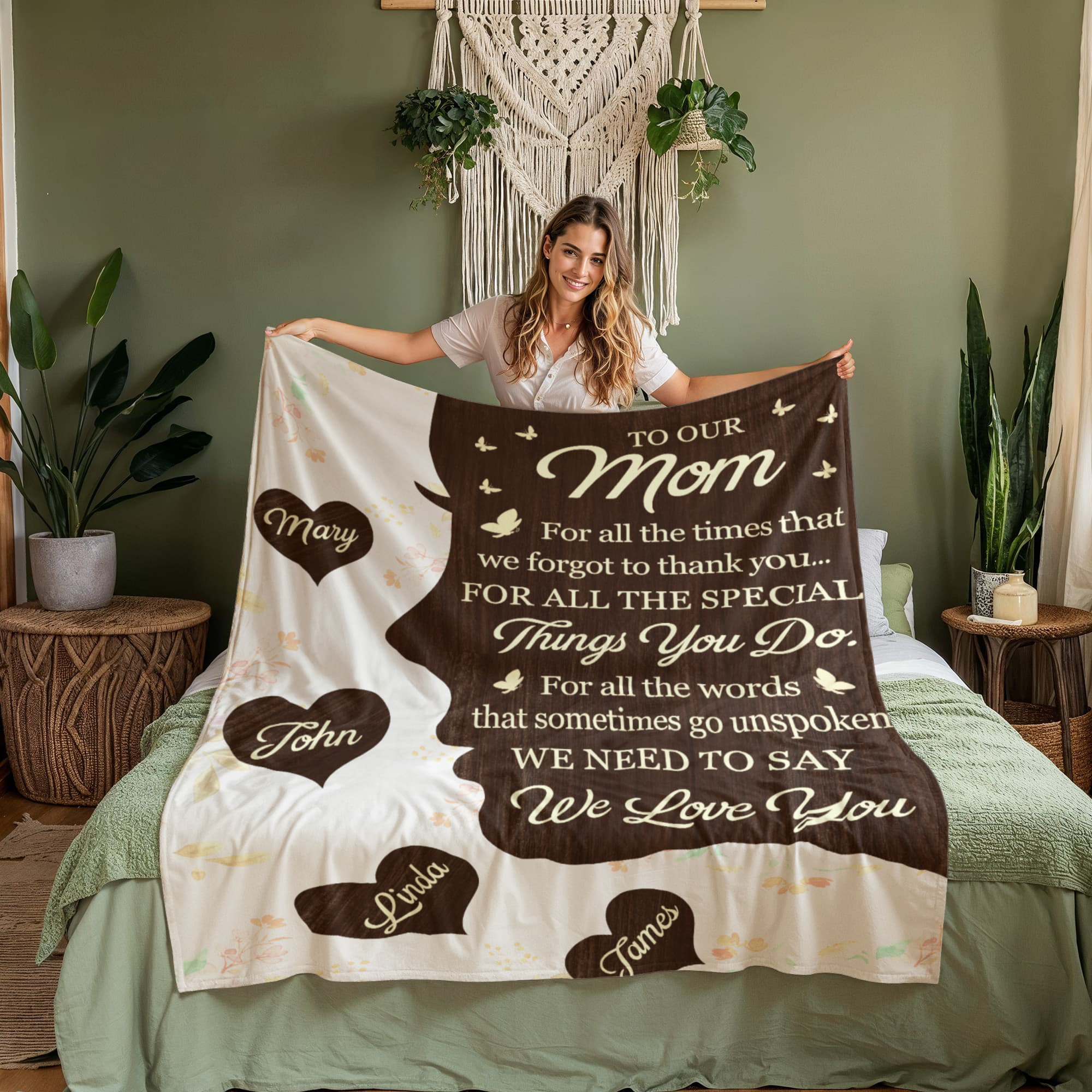 To Our Mom Personalized Blanket – Custom Mom Gift from Kids, Mother’s Day Gift for Mom, Sentimental Mom Throw Blanket with Name