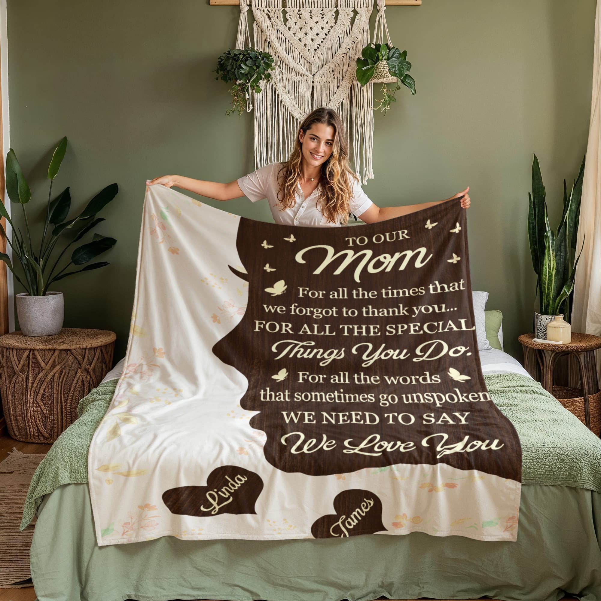 To Our Mom Personalized Blanket – Custom Mom Gift from Kids, Mother’s Day Gift for Mom, Sentimental Mom Throw Blanket with Name