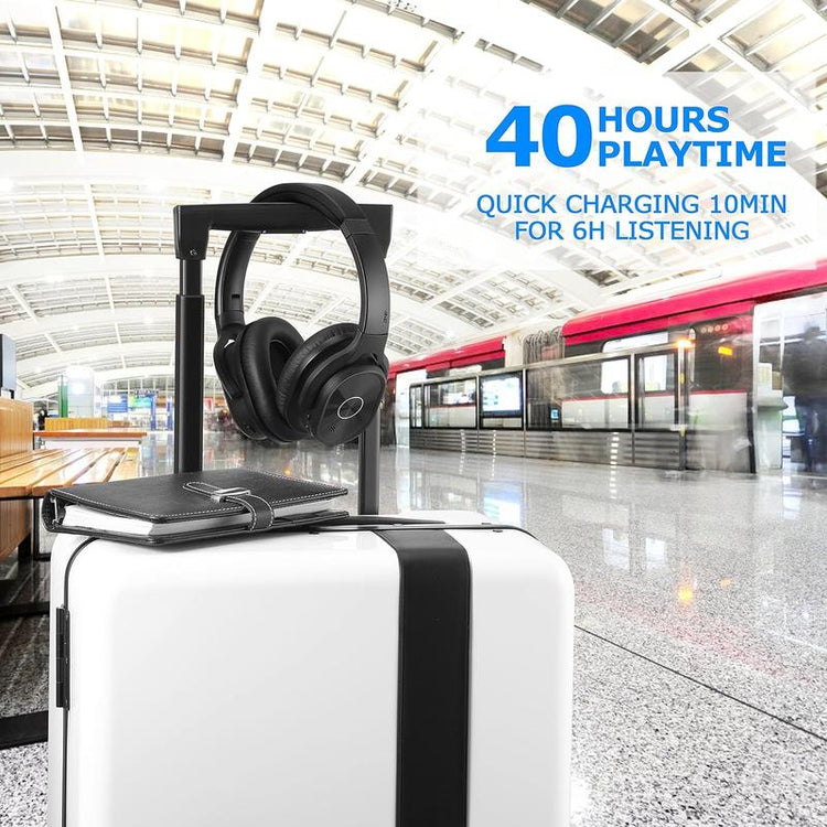 ZIHNIC PN9 Active Noise Cancelling Headphones with Built-In Microphone, Waterproof, Long Standby Powerful Battery Life, Wireless Bluetooth 5.4 Adjustable Audio Audio Connection Custom Earpads Foldable Red Gaming Headset