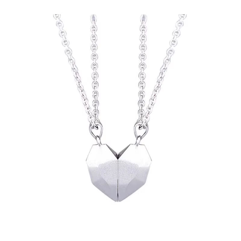 2Pcs Magnetic Heart Couple Necklace for Women Men Lover Valentine&