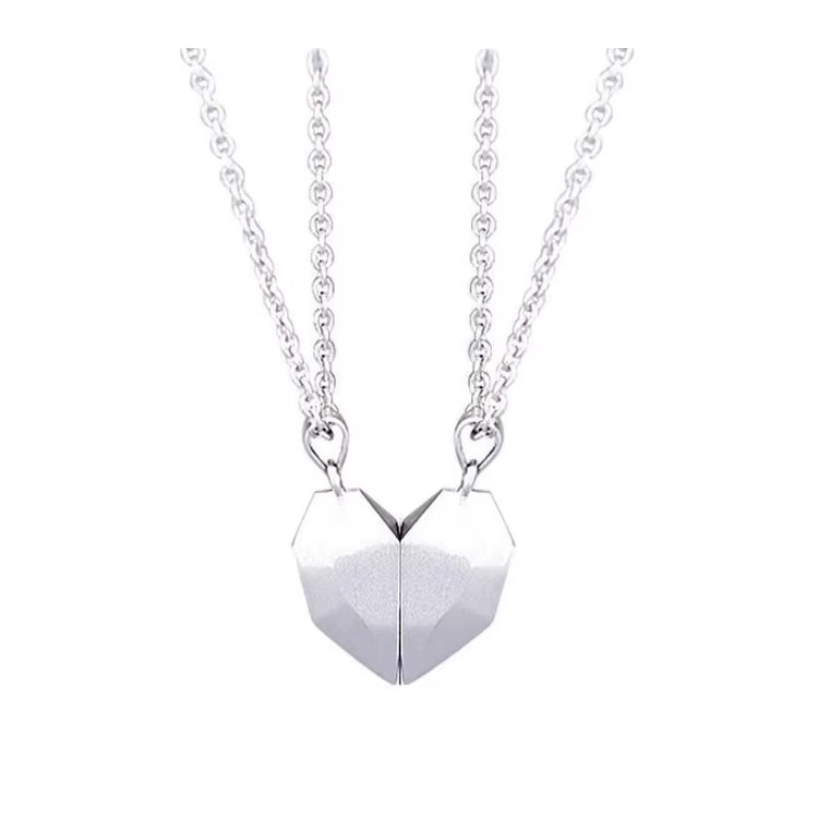 2Pcs Magnetic Heart Couple Necklace for Women Men Lover Valentine&