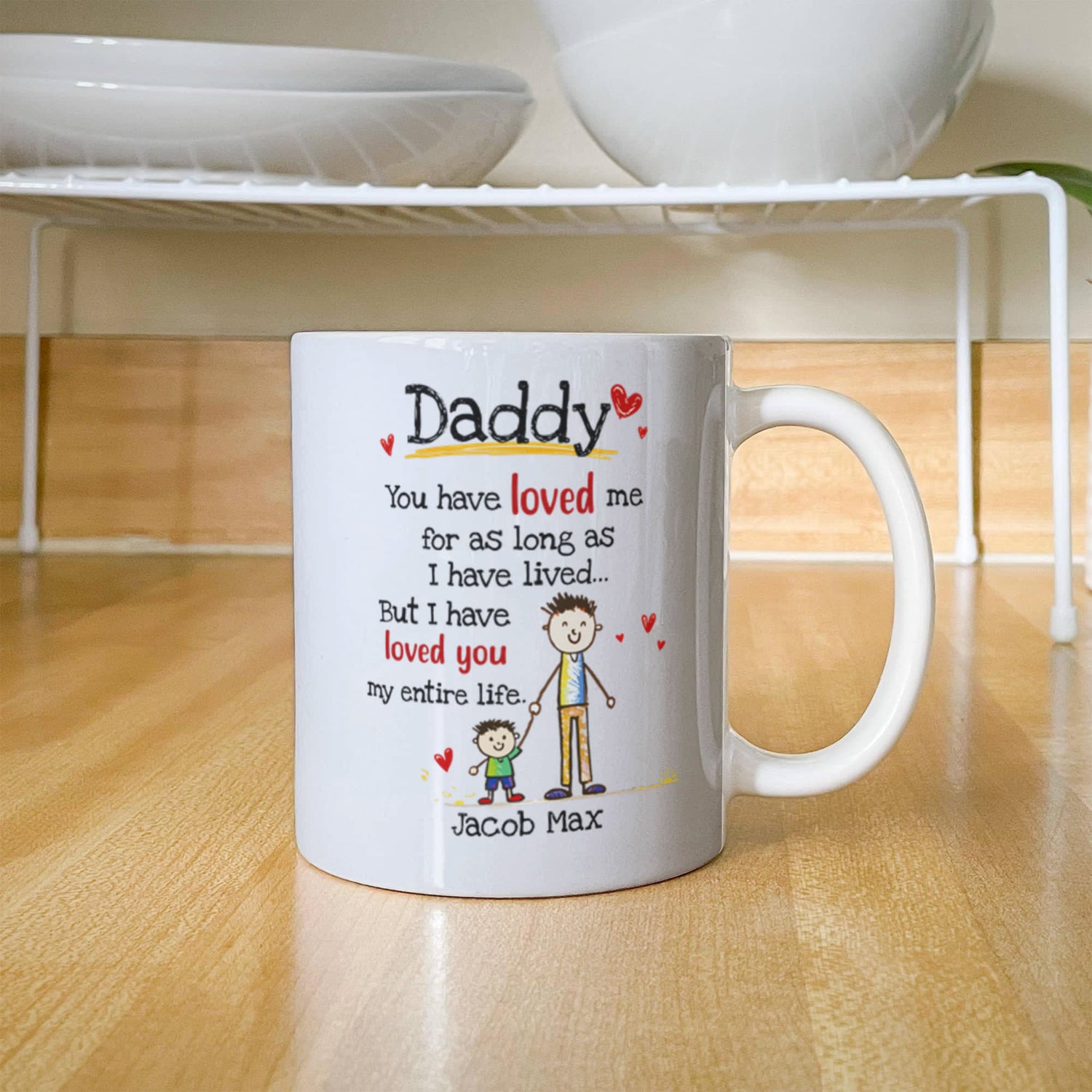 Daddy Personalized Mug from Kids – Custom Dad Coffee Mug with Kids Names, Sentimental Father’s Day Gift for Daddy
