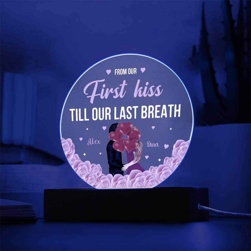 Personalized Valentine LED Acrylic Circle Plaque – Custom Names and Date Romantic Couple Gift