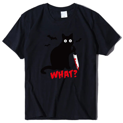 Cat T-Shirt with Blood Dagger Design