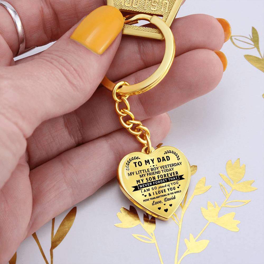To My Dad Heart Keychain Gift from Son, My Son Forever Personalized Keepsake Gift