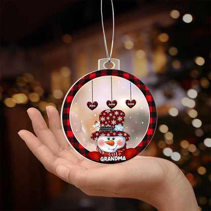 Custom 1–8 Name Christmas Bulb Acrylic Ornament – Personalized Heart Family Names