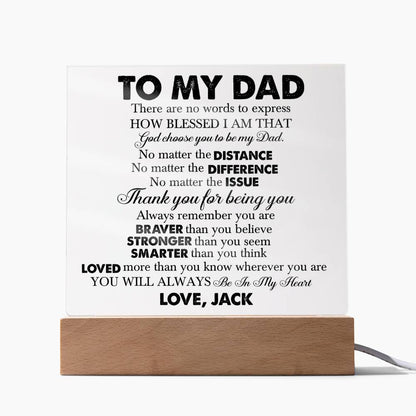 Personalized To My Dad LED Night Light Plaque - Emotional Father&