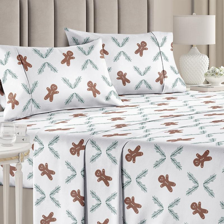 CGK Holiday 4-Piece Sheet Set – Soft Microfiber Bedding, Deep Pocket Wrinkle-Free Festive Christmas Sheets, Trees, Candy Canes, Reindeers