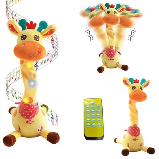 2025 Upgraded Music Giraffe Ornament English Version Singing, Dancing Repeating Your Words with Shining LED Lights Kid Day Gifts