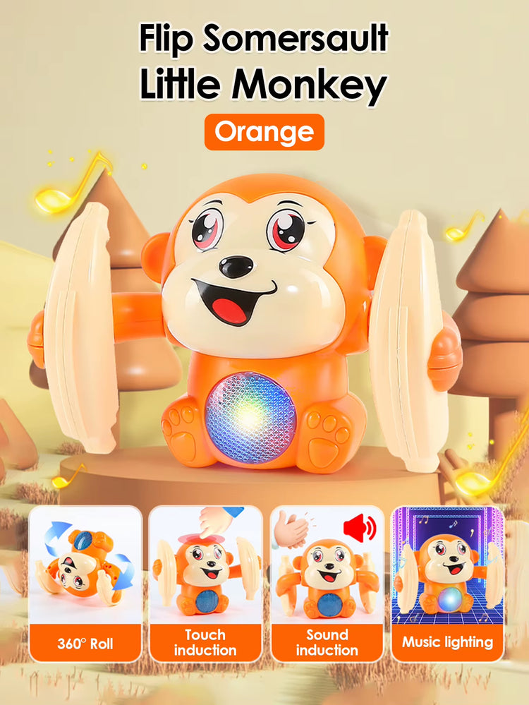 1 Baby Toy Electric Rolling Monkey Light Music Puzzle Sound Prompt Monkey Children&