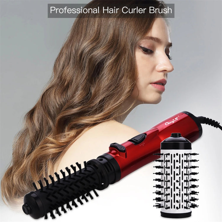 Ckeyin Hair Dryer Brush 2 in 1 Hot Air Spin Brush Curling Straightening Styling Auto-Rotating Ionic round Blow Dryer Volumizer