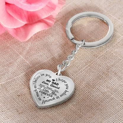 To My Dad Heart Keychain Gift from Son, I Love You Forever Personalized Keepsake Keychain