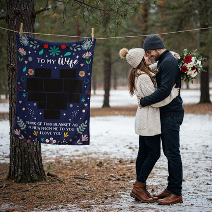 Personalized Photo Coral Fleece Blanket for Wife – Custom Photo Love Blanket Gift from Husband