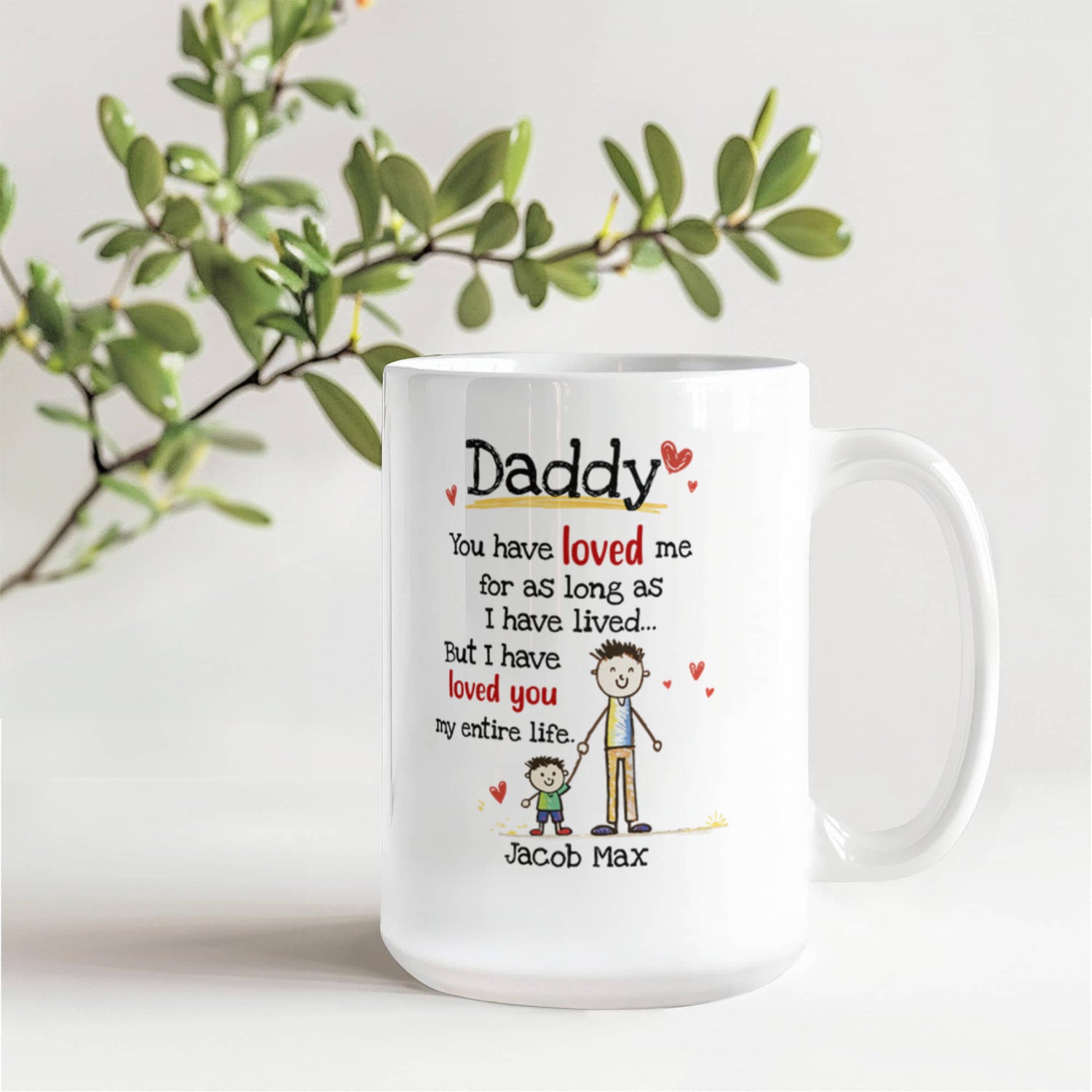 Daddy Personalized Mug from Kids – Custom Dad Coffee Mug with Kids Names, Sentimental Father’s Day Gift for Daddy