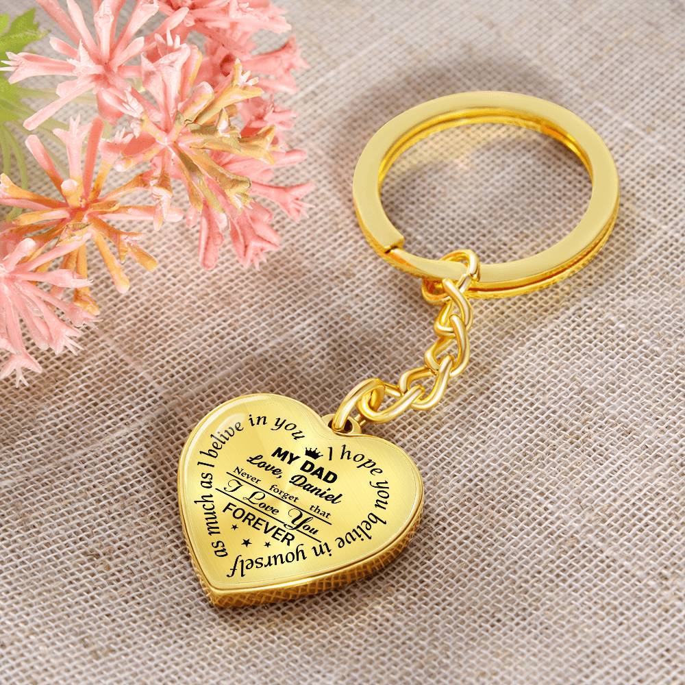 To My Dad Heart Keychain Gift from Son, I Love You Forever Personalized Keepsake Keychain