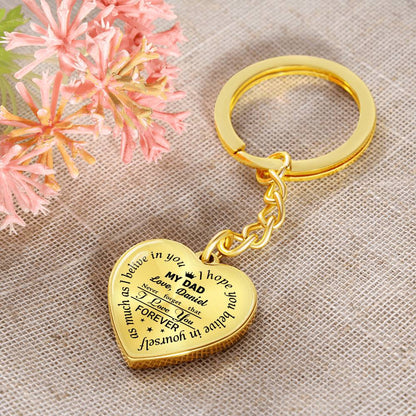To My Dad Heart Keychain Gift from Son, I Love You Forever Personalized Keepsake Keychain