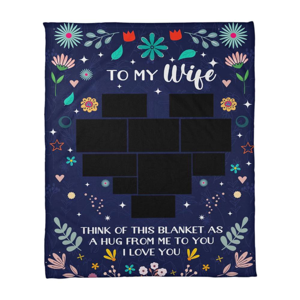 Personalized Photo Coral Fleece Blanket for Wife – Custom Photo Love Blanket Gift from Husband