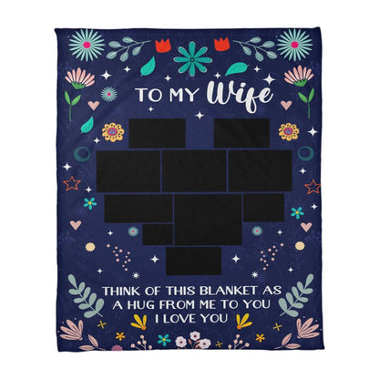 Personalized Photo Coral Fleece Blanket for Wife – Custom Photo Love Blanket Gift from Husband