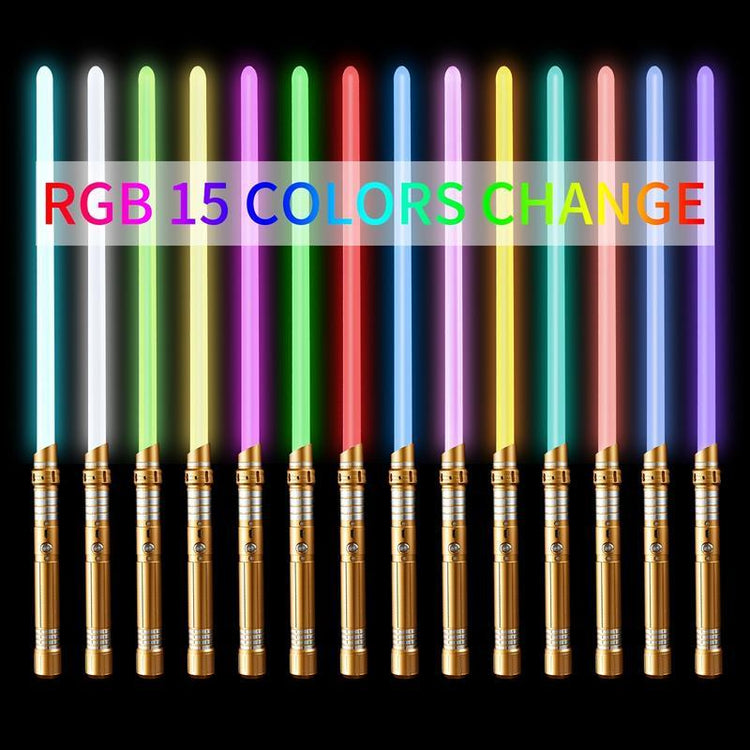 15-Color 2-In-1 Rechargeble Light Saber with Smooth Swing - Glow Light up Toy Motion Control RGB Lightsaber with Sounds, Ultimate Halloween & Christmas Gift