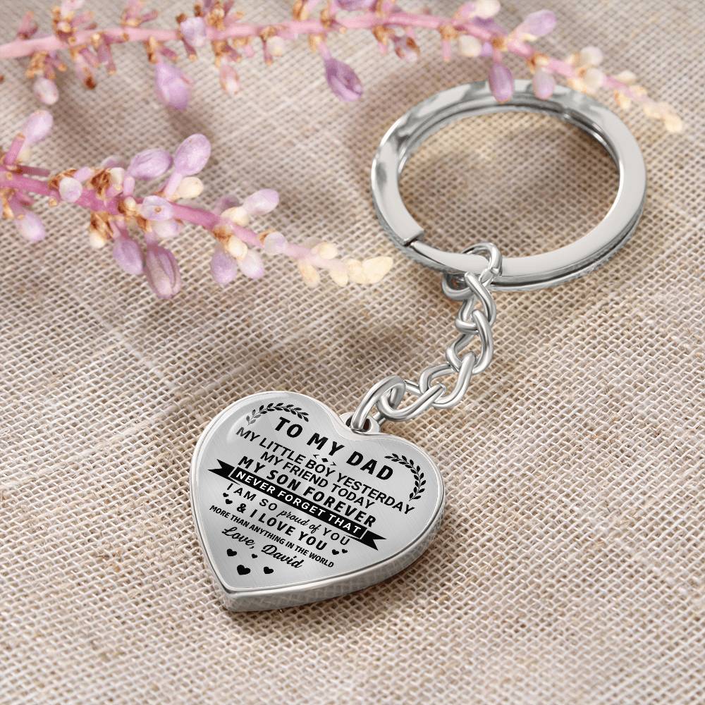 To My Dad Heart Keychain Gift from Son, My Son Forever Personalized Keepsake Gift