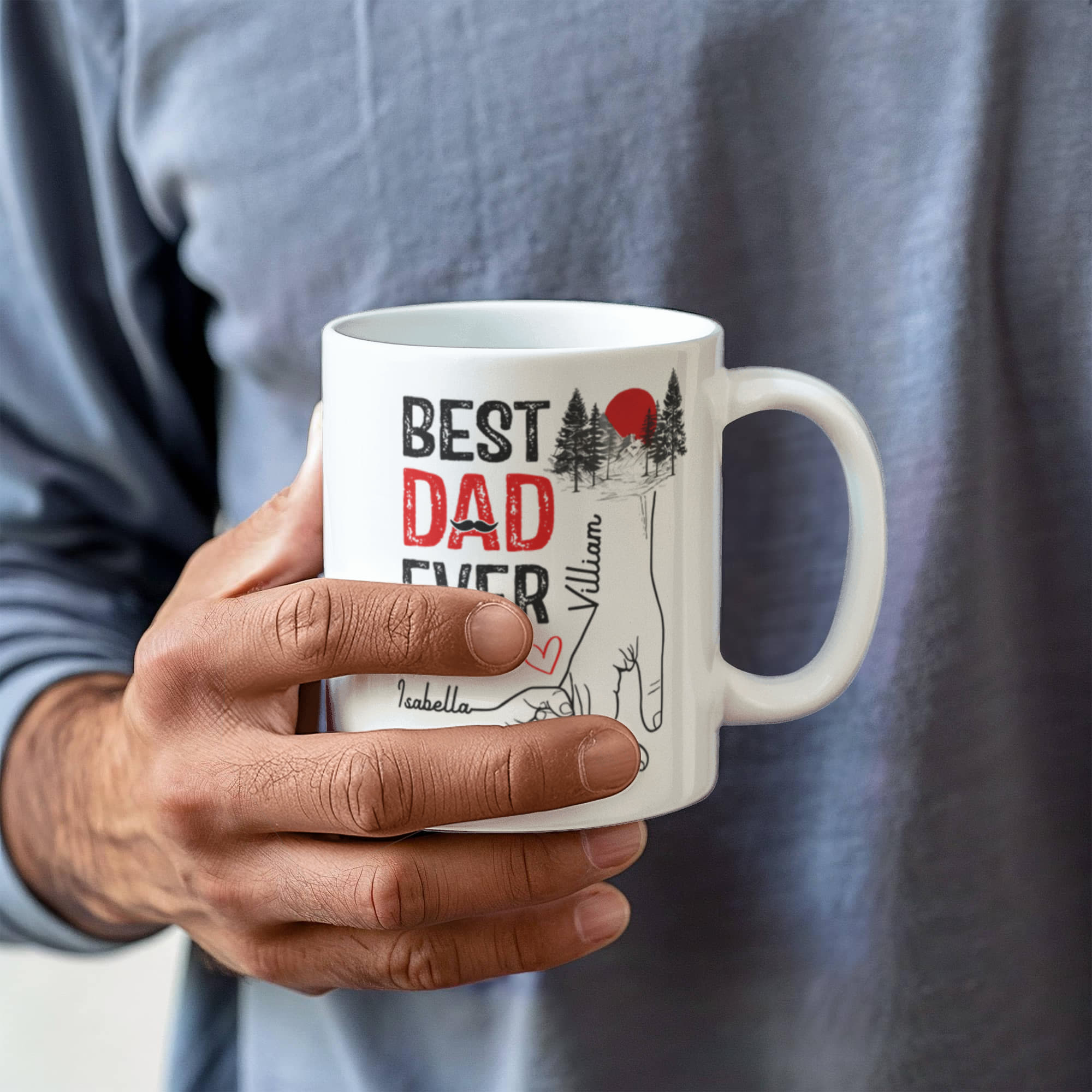 Best Dad Ever Personalized Mug – Custom Dad Coffee Mug with Kids Names, Father’s Day Gift from Kids