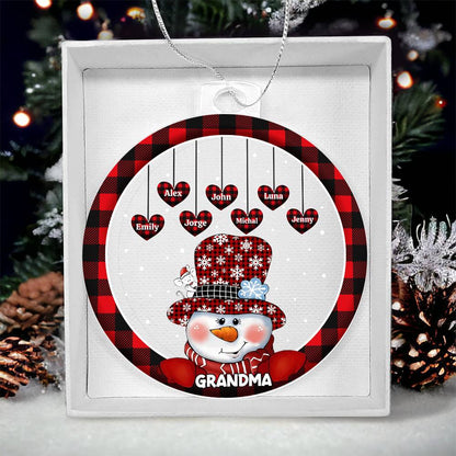 Custom 1–8 Name Christmas Bulb Acrylic Ornament – Personalized Heart Family Names