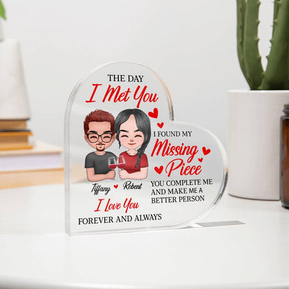 Personalized Heart Acrylic Valentine Plaque – Custom Couple Names Romantic Valentine Gift for Her or Him