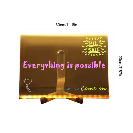 Light up Acrylic Message Board Rewritable DIY Children&