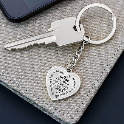 To My Dad Heart Keychain Gift from Son, I Love You Forever Personalized Keepsake Keychain
