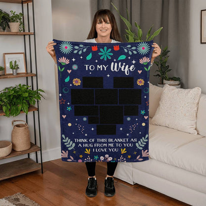 Personalized Photo Coral Fleece Blanket for Wife – Custom Photo Love Blanket Gift from Husband