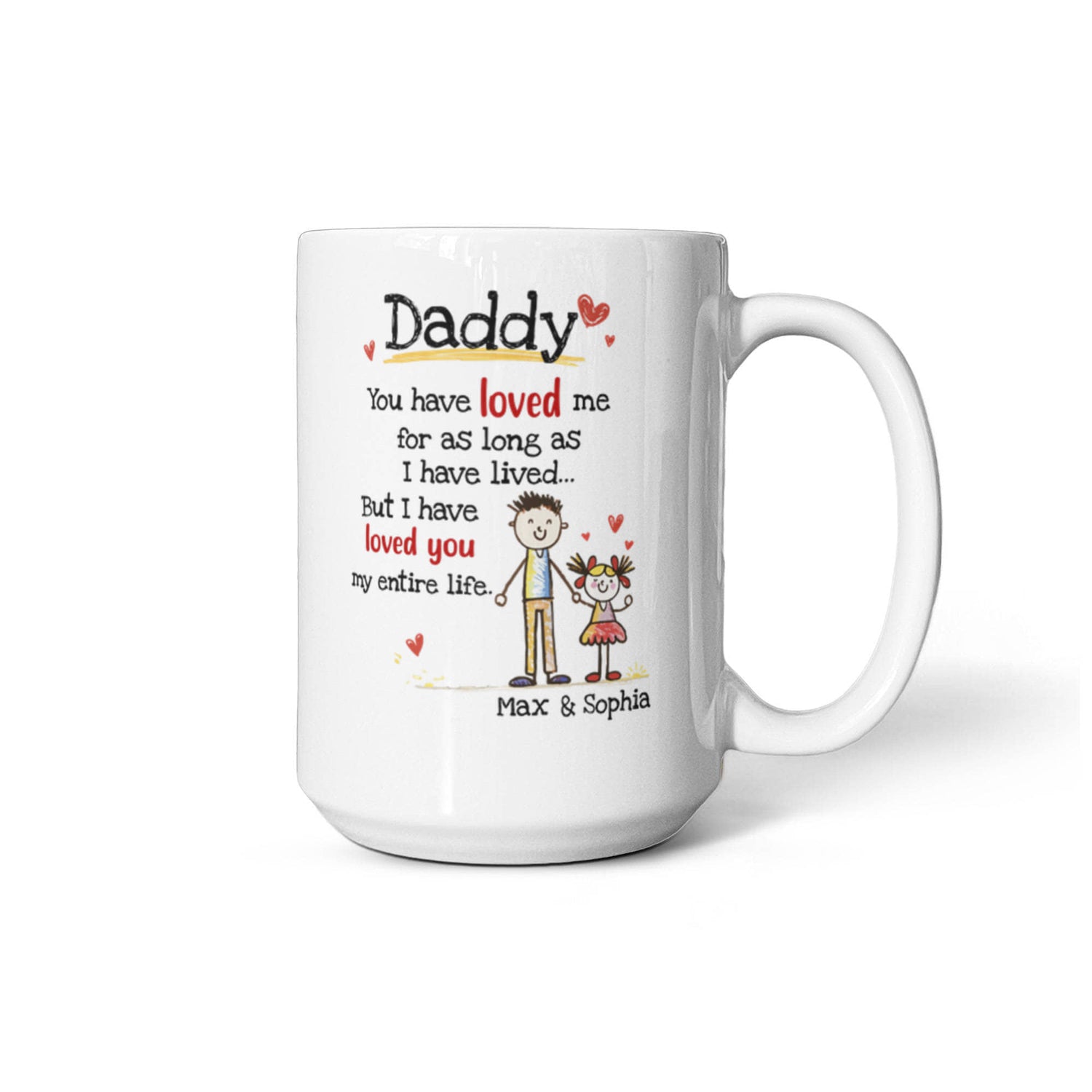 Daddy Personalized Mug from Kids – Custom Dad Coffee Mug with Kids Names, Sentimental Father’s Day Gift for Daddy
