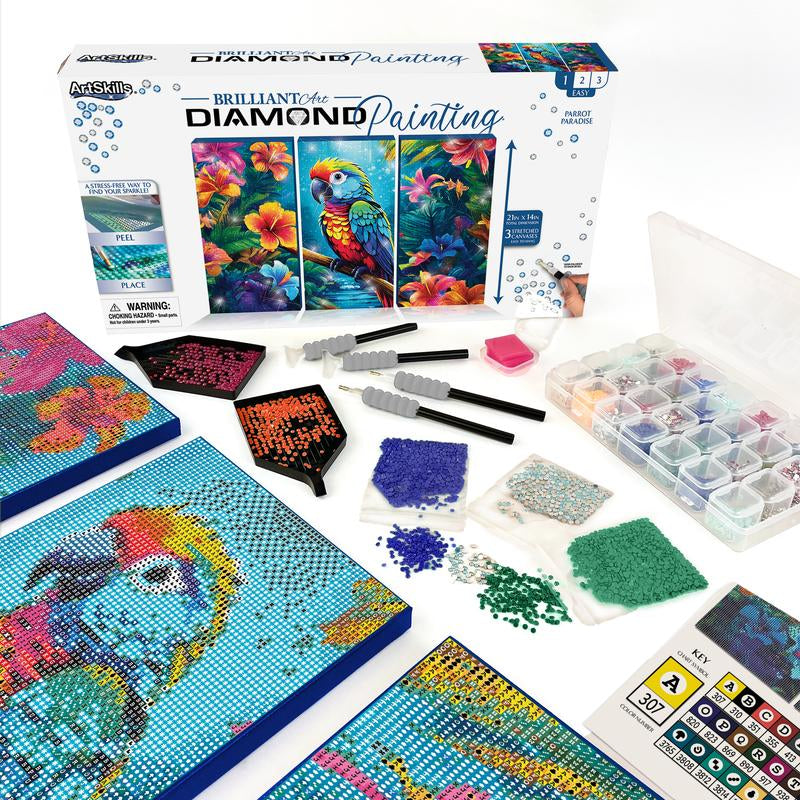 Artskills Diamond Painting Kits on Stretched Canvas 21" X 14" Complete Professional Set with Accessories for DIY Artistic Creations