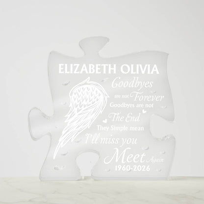 Personalized Memorial Acrylic Puzzle Plaque – Custom Name Remembrance Gift for Loved One