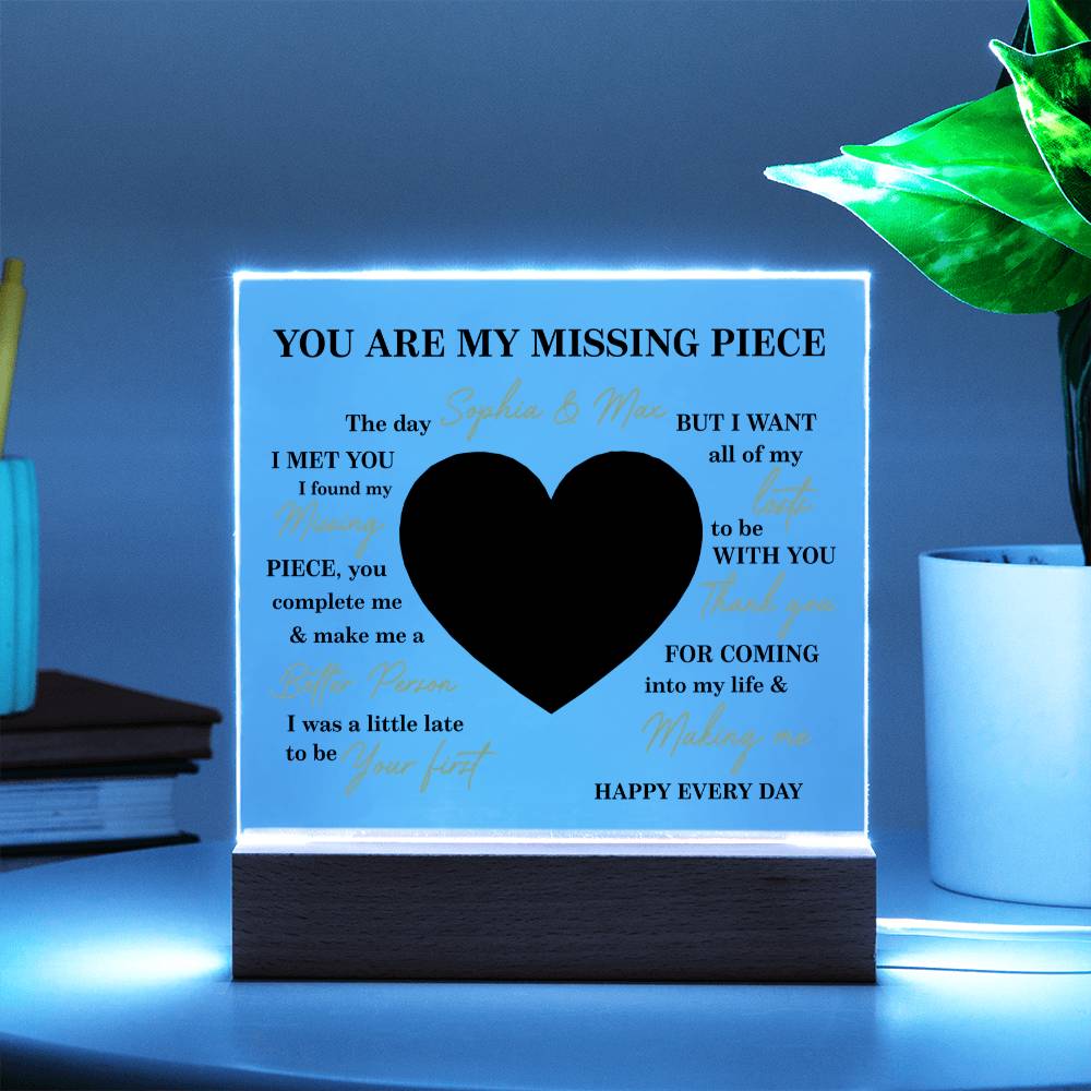 Personalized Valentine Photo LED Acrylic Plaque – Custom Names &amp; Picture Heart Light-Up Gift for Couples
