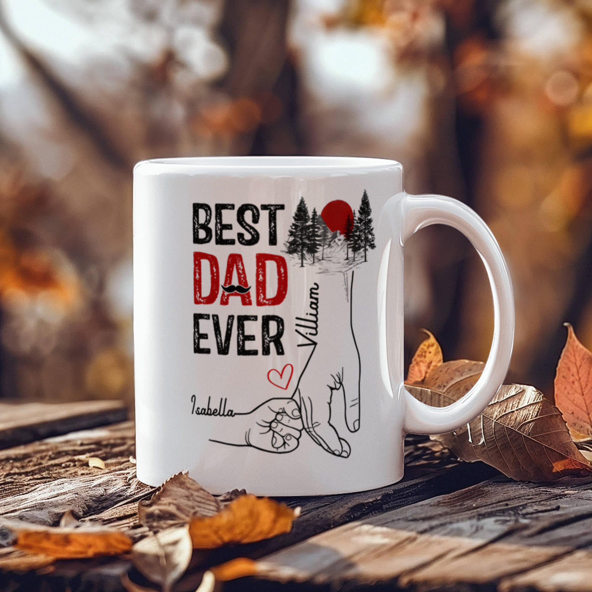 Best Dad Ever Personalized Mug – Custom Dad Coffee Mug with Kids Names, Father’s Day Gift from Kids