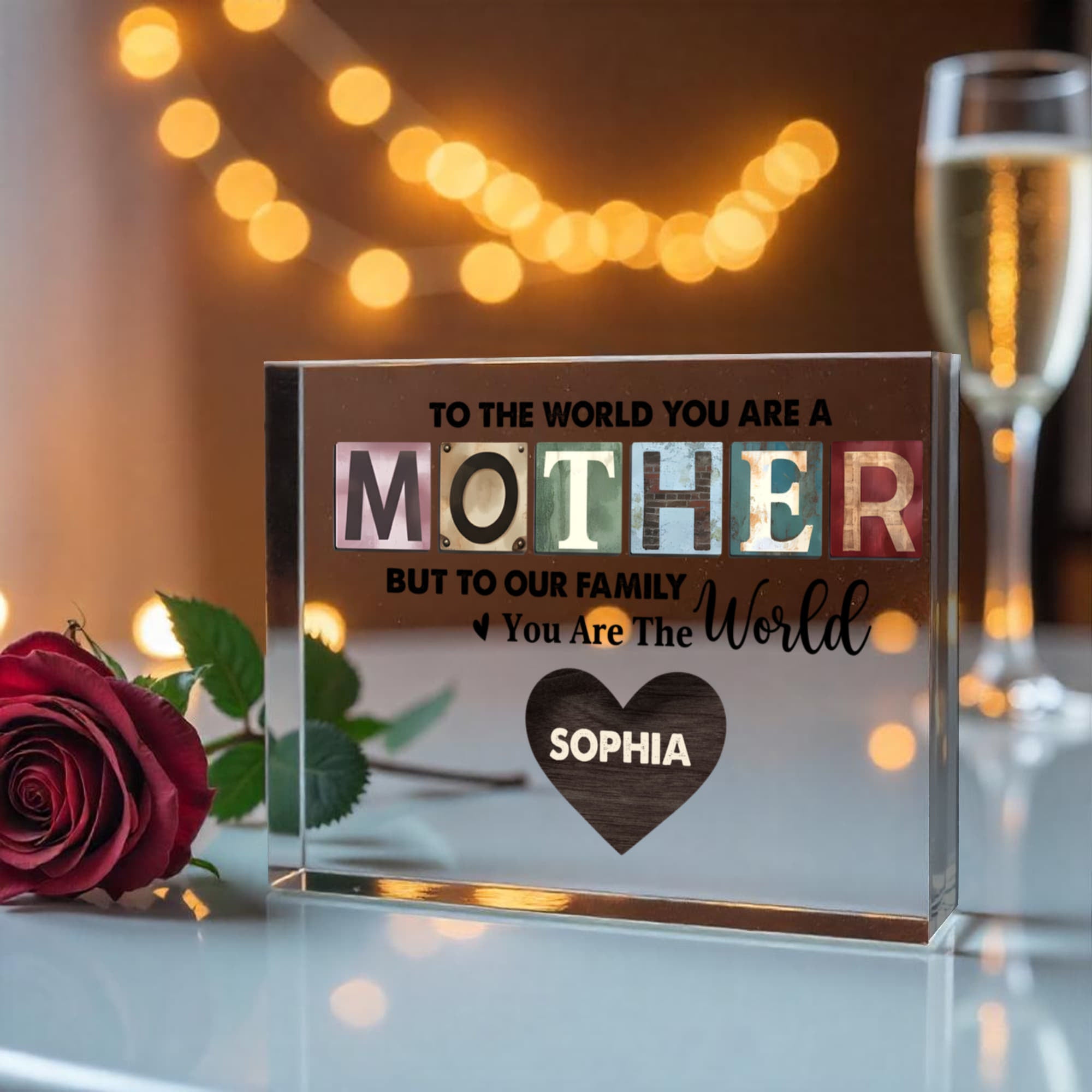 Personalized Mother Acrylic Plaque – Custom Mom Gift with Kids Names, Mother’s Day Gift for Mom, Family Heart Name Sign