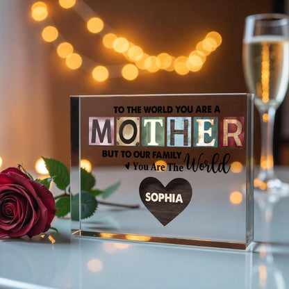 Personalized Mother Acrylic Plaque – Custom Mom Gift with Kids Names, Mother’s Day Gift for Mom, Family Heart Name Sign