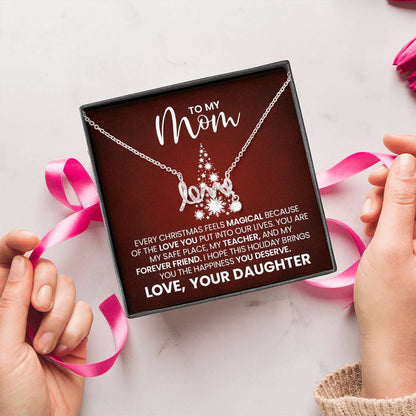 Love Necklace for Mom – Meaningful Christmas Gift from Daughter, Heartfelt Message Card Jewelry Keepsake