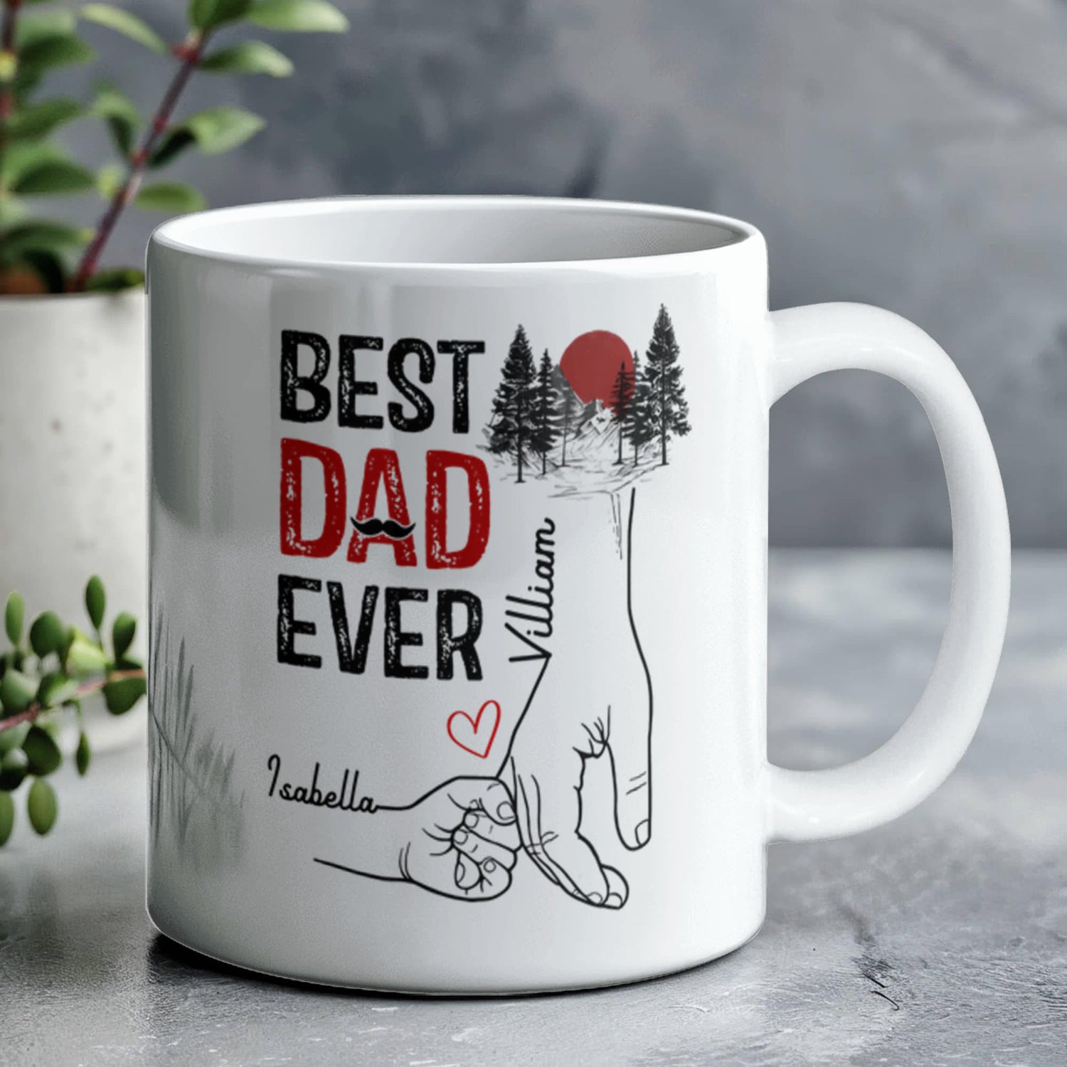 Best Dad Ever Personalized Mug – Custom Dad Coffee Mug with Kids Names, Father’s Day Gift from Kids