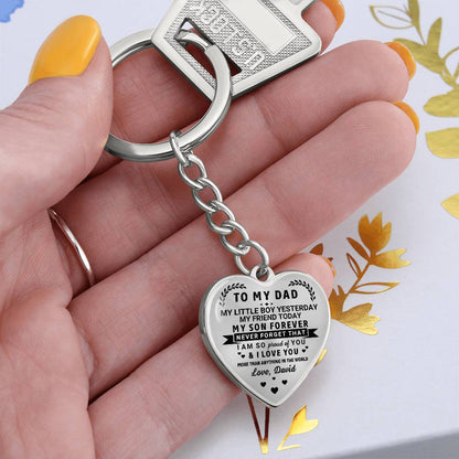 To My Dad Heart Keychain Gift from Son, My Son Forever Personalized Keepsake Gift