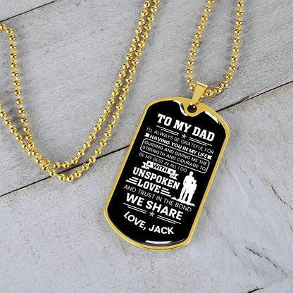 Dad necklace gift with custom sign-off
