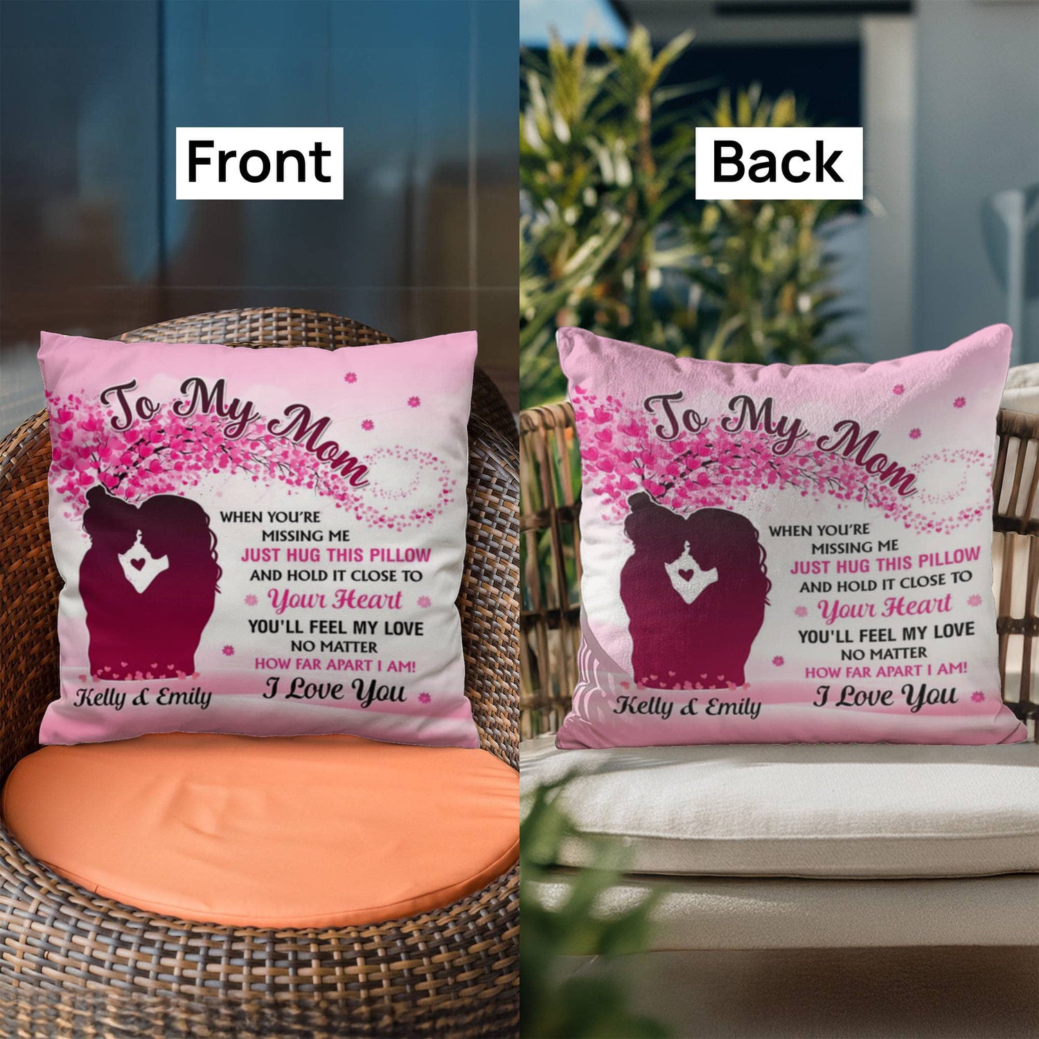 To My Mom Personalized Pillow – Mother’s Day Gift for Mom from Kids, Custom Name Mom Pillow, Sentimental Mom Throw Pillow