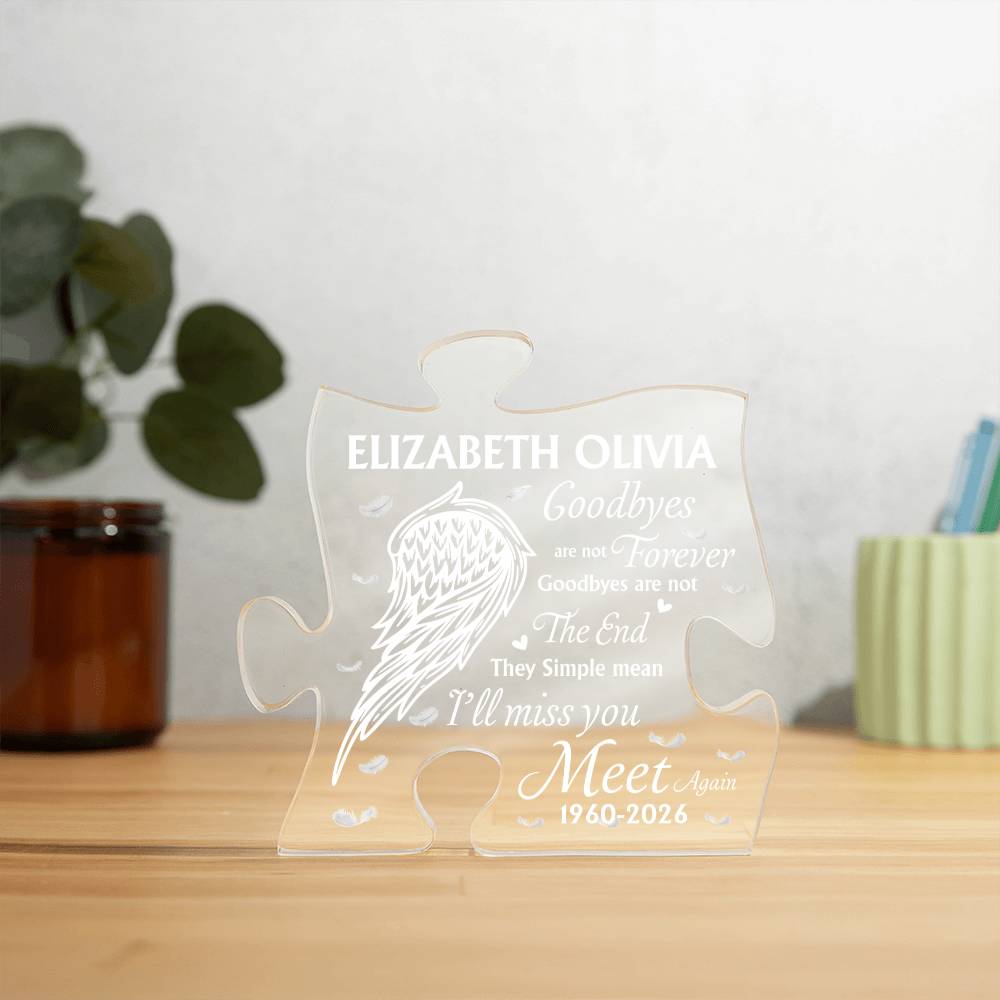 Personalized Memorial Acrylic Puzzle Plaque – Custom Name Remembrance Gift for Loved One