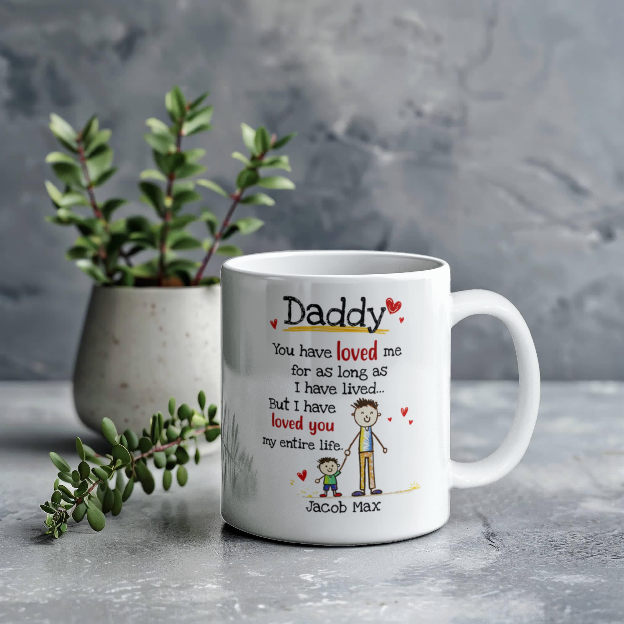 Daddy Personalized Mug from Kids – Custom Dad Coffee Mug with Kids Names, Sentimental Father’s Day Gift for Daddy