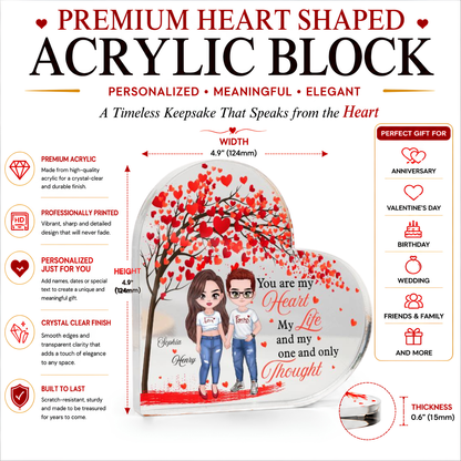 Romantic acrylic plaque with heart blossom tree