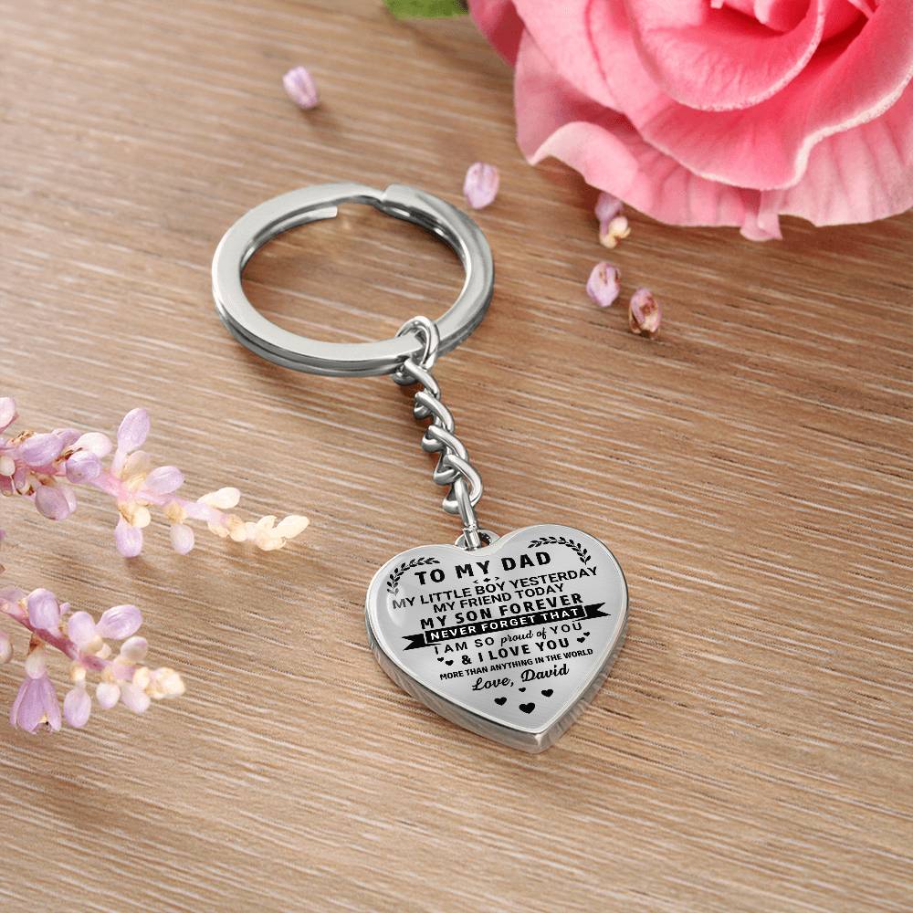 To My Dad Heart Keychain Gift from Son, My Son Forever Personalized Keepsake Gift