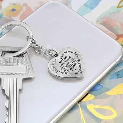 To My Dad Heart Keychain Gift from Son, I Love You Forever Personalized Keepsake Keychain