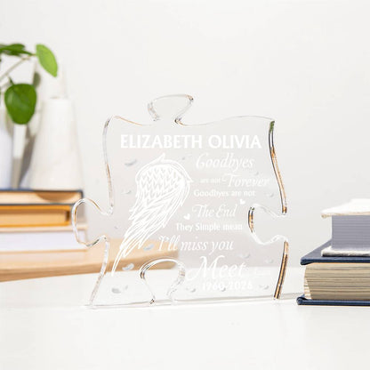 Custom remembrance acrylic puzzle plaque with name and years