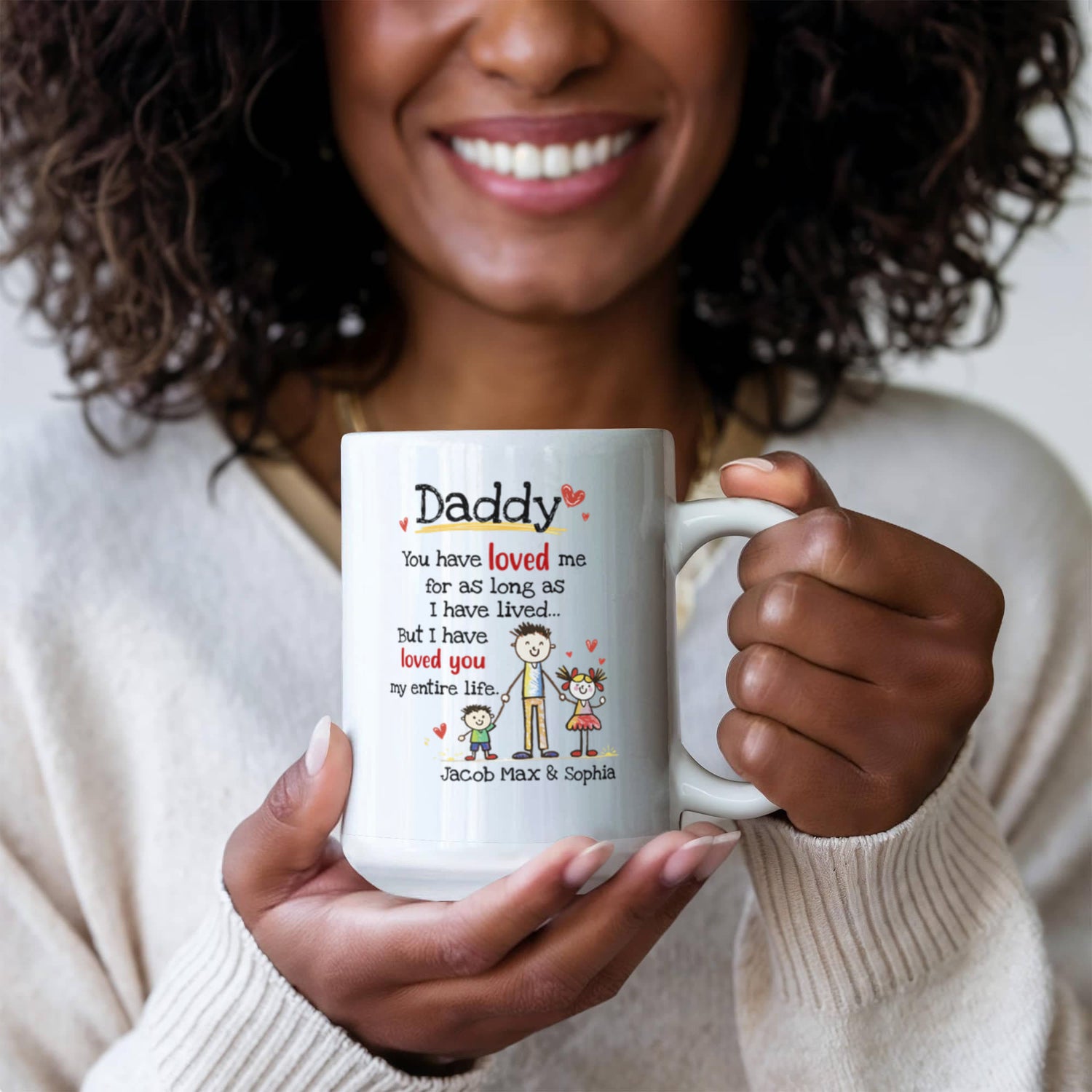 Daddy Personalized Mug from Kids – Custom Dad Coffee Mug with Kids Names, Sentimental Father’s Day Gift for Daddy