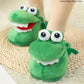 Crocodile Cotton Slippers with Moving Mouth Funny New Style Non-Slip Home Cotton Shoes Gifts Plush Toy Kids Slippers Winter Lady
